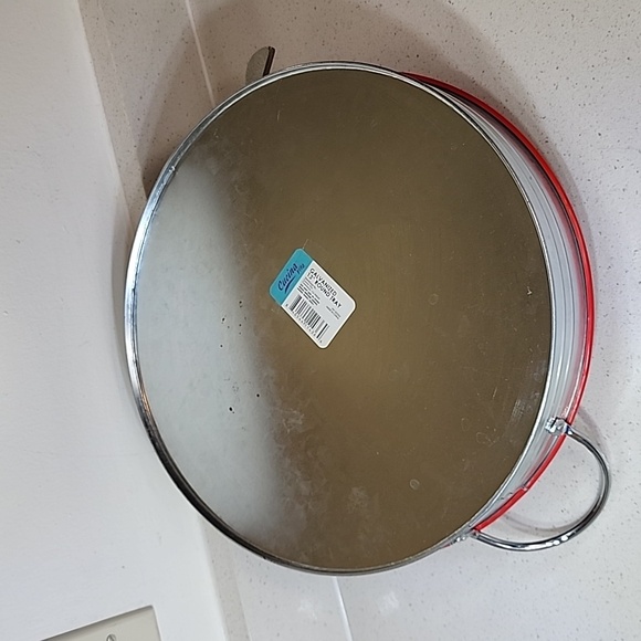 Serving Tray Galvanized Metal Red  13 inch round 2.25 inches deep - Picture 4 of 6